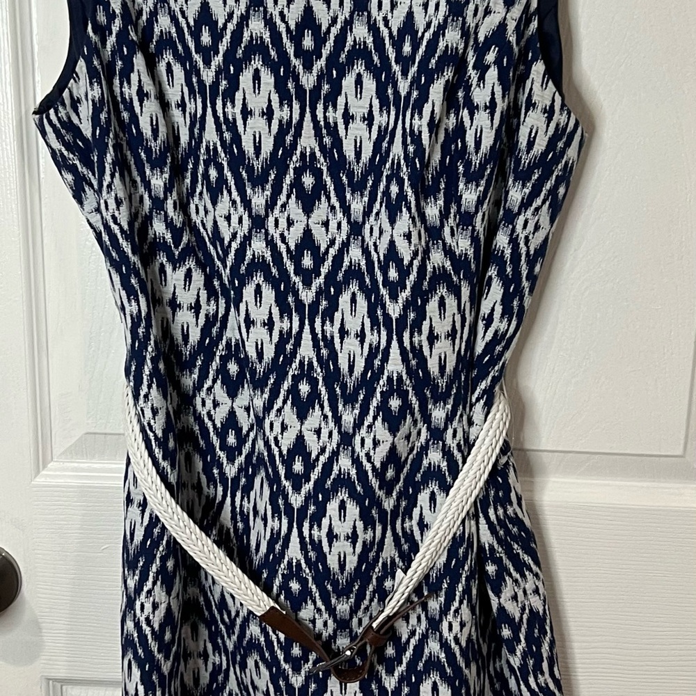 Navy and White Patterned Dress
